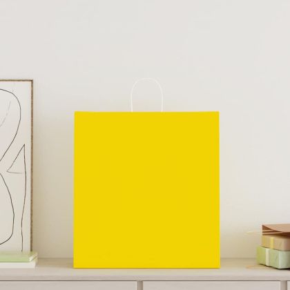 Хартиени торбички 250 бр с дръжки жълти 45x17x48 см