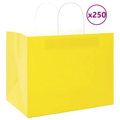 Хартиени торбички 250 бр с дръжки жълти 32x22x24 см