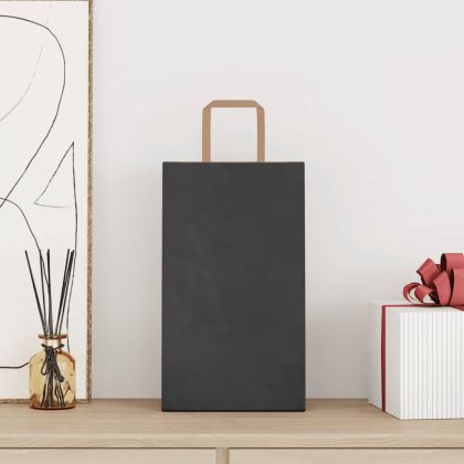 Хартиени торбички 250 бр с дръжки черни 21x11x36 см