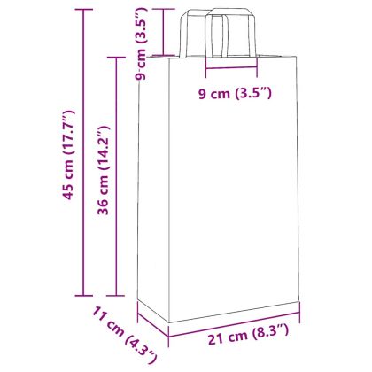 Хартиени торбички 250 бр с дръжки розови 21x11x36 см
