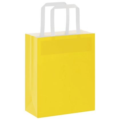 Хартиени торбички 50 бр с дръжки жълти 18x8x22 см