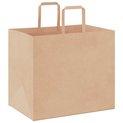 Хартиени торбички 250 бр с дръжки кафяви 32x22x28 см