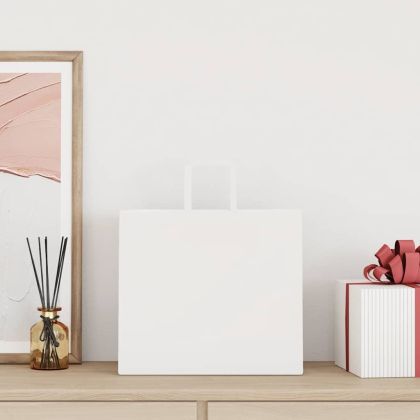 Хартиени торбички 50 бр с дръжки бели 32x22x28 см