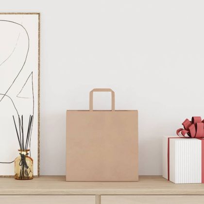 Хартиени торбички 250 бр с дръжки кафяви 26x17x25 см