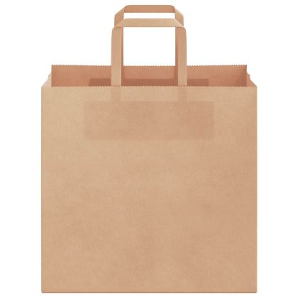Хартиени торбички 250 бр с дръжки кафяви 26x17x25 см