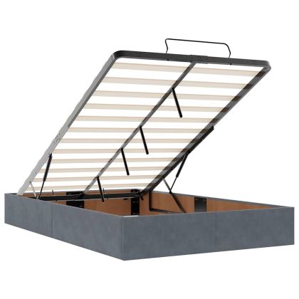 Османска легло с матрак, тъмносиво, 120x190 см, кадифе