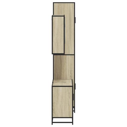 Комплект шкафове за баня от 3 части дъб сонома инженерно дърво