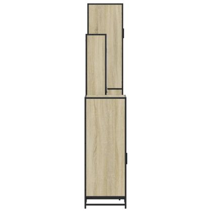 Комплект шкафове за баня от 4 части дъб сонома инженерно дърво