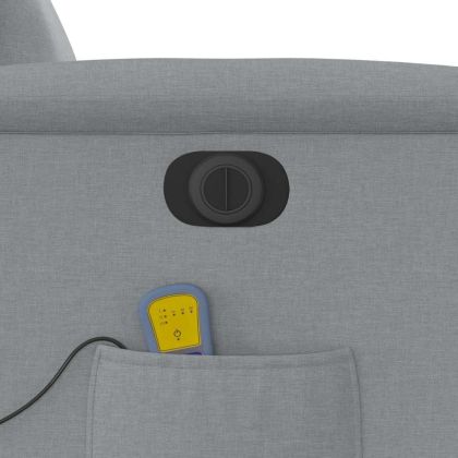 Електрически масажен реклайнер стол, светлосив, текстил
