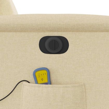 Електрически масажен реклайнер стол, кремав, текстил