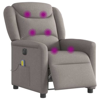 Електрически масажен наклоняем стол, таупе, текстил