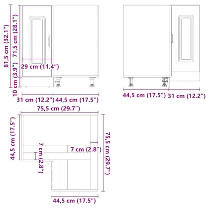 Кухненски ъглов шкаф, "Kalmar", черен, инженерно дърво