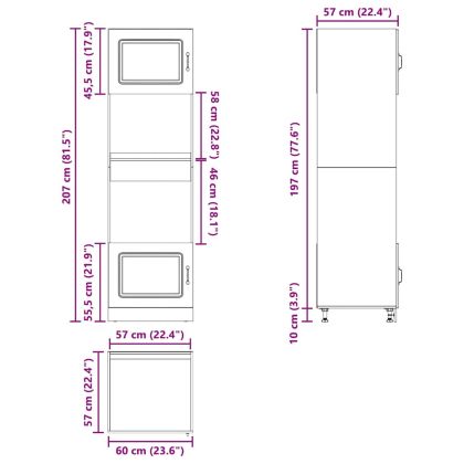Шкафове за фурна, 2 бр., "Kalmar", дъб Artisan, инженерна дървесина