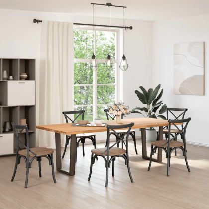 Крака за трапезна маса, V-образни, 2 бр., естествена стомана, 70 x (72-73,3) см, стомана