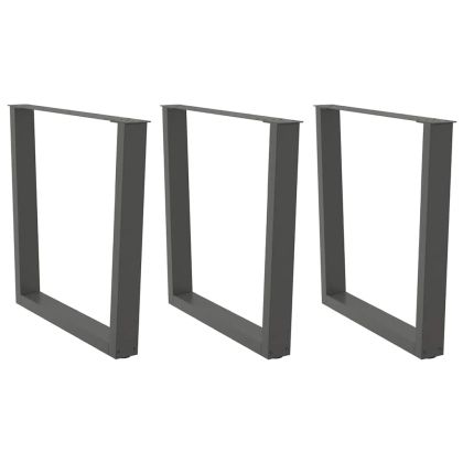 Крака за трапезна маса, V-образни, 3 бр., антрацит, 90x(72-73,3) см, стомана