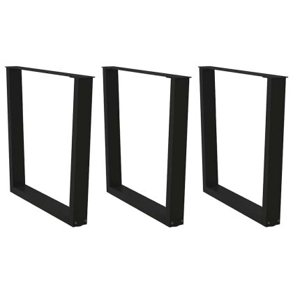 Крака за трапезна маса, V-образни, 3 бр., черни, 80 x (72-73,3) см, стомана