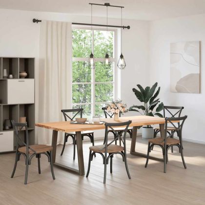 Крака за трапезна маса, V-образни, 2 бр., естествена стомана, 100 x (72-73,3) см, стомана