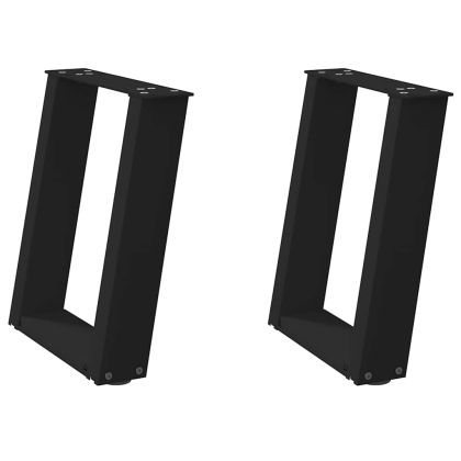 Крака за масичка за кафе, U-образни, 2 бр., черни, 28 x (42-43) см, стомана