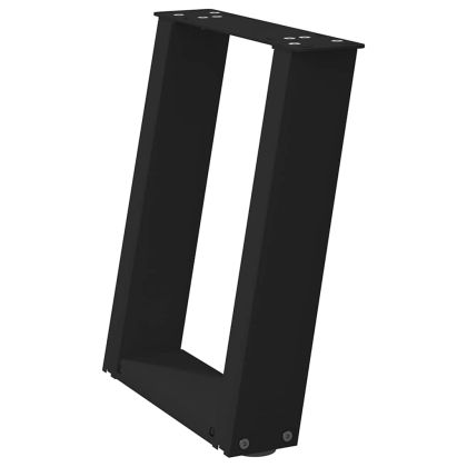 Крака за масичка за кафе, U-образни, 2 бр., черни, 28 x (42-43) см, стомана