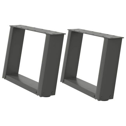 Крака за масичка за кафе, U-образни, 2 бр., антрацит, 40x(30-31) см, стомана