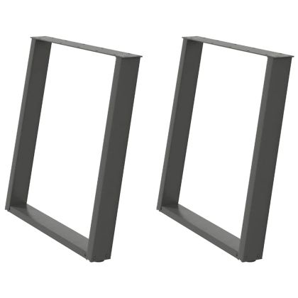 Крака за трапезна маса, U-образни, 2 бр., антрацит, 70x(72-73) см, стомана