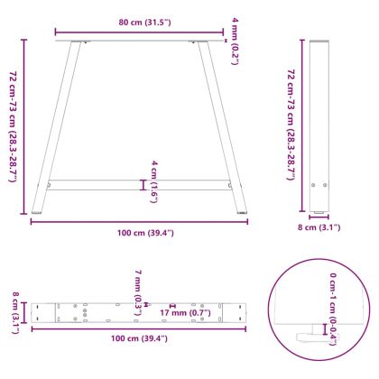 Крака за трапезарна маса, А-образни, 2 бр., бели, 100 x (72-73) см, стомана