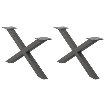 Крака за масичка за кафе, X-образни, 2 бр., антрацит, 70x(30-31) см, стомана