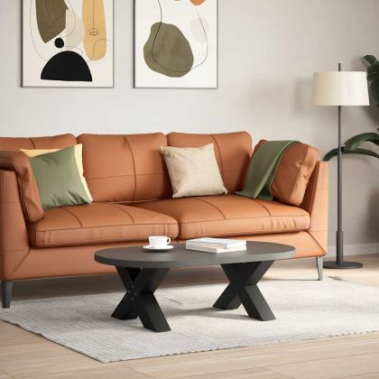 Крака за масичка за кафе, X-образни, 2 бр., черни, 50 x (30-31) см, стомана