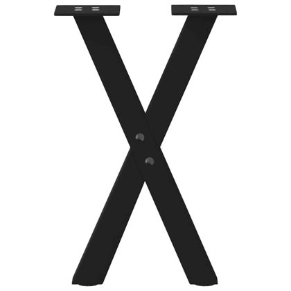 Крака за масичка за кафе, X-образни, 2 бр., черни, 38 x (42-43) см, стомана