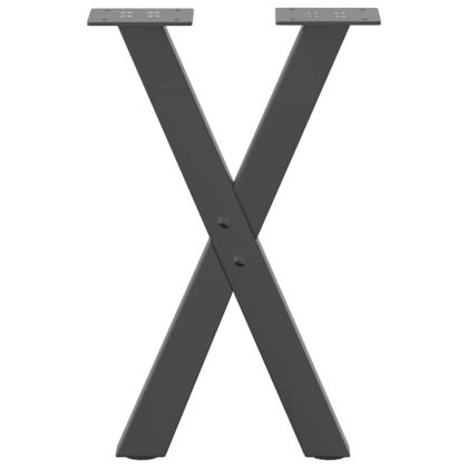 Крака за масичка за кафе, X-образни, 2 бр., антрацит, 28 x (42-43) см, стомана