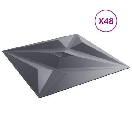 Стенни панели 48 бр сиви 50x50 см XPS 12 м² звезда
