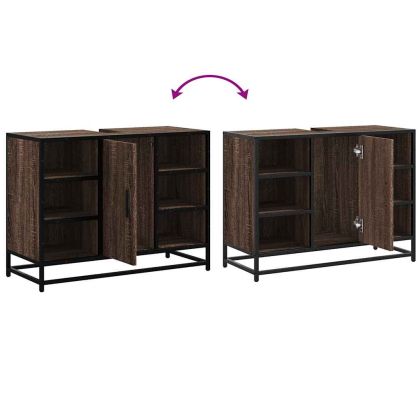 Шкаф за мивка за баня, кафяв дъб, 80x33x60 см, инженерно дърво