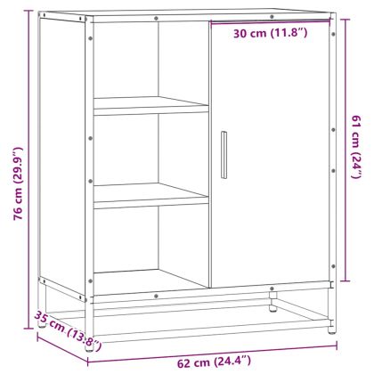 Сайдборд, кафяв дъб, 62x35x76 см, инженерно дърво