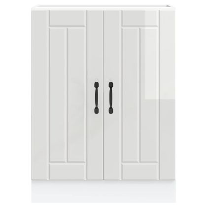 Шкаф за мивка, Lucca, бял гланц, инженерно дърво