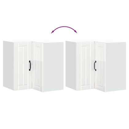 Кухненски стенен ъглов шкаф Lucca, бял гланц, инженерно дърво