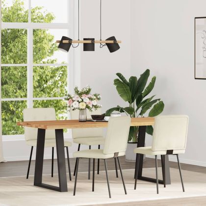 Трапезни столове, 4 бр, кремави, кадифе