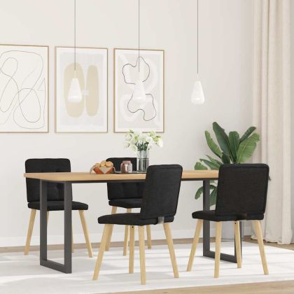 Трапезни столове, 4 бр, черни, текстил
