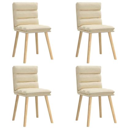 Трапезни столове, 4 бр, кремави, текстил