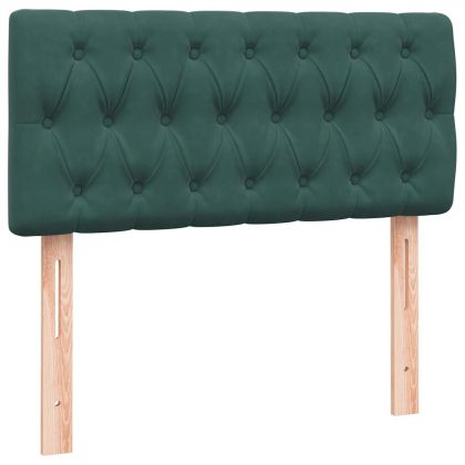 Боксспринг легло с матрак и LED, тъмнозелено, 80x220 см, кадифе