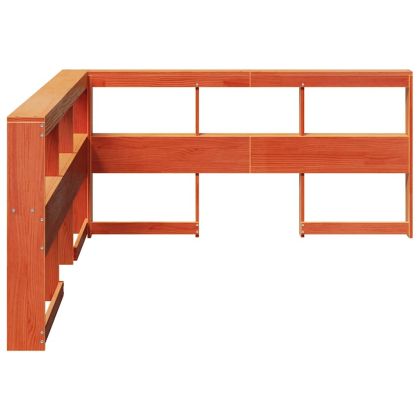 Табла за книги с L-образна, восъчнокафява, 135 см, дърво бор