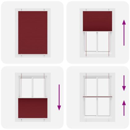 Плисирана щора Бордо червено 90x150 cm Ширина на плата 89,4 cm