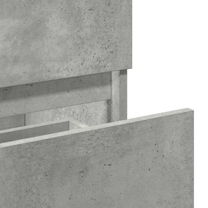 Шкаф за баня с огледало, бетонно сиво, инженерно дърво