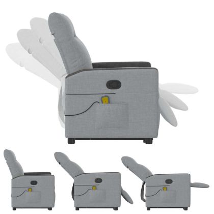 Изправящ масажен реклайнер стол, светлосив, текстил