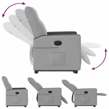 Електрически изправящ реклайнер стол, облачно сив, текстил