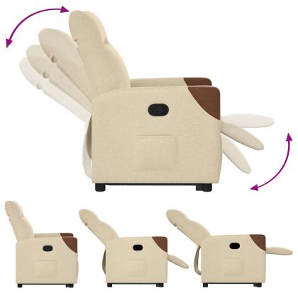 Изправящ реклайнер стол, кремав, текстил