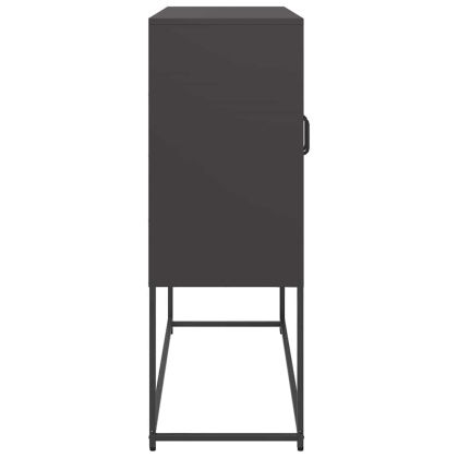 Бюфет, черен, 100,5x39x107 см, студеновалцувана стомана