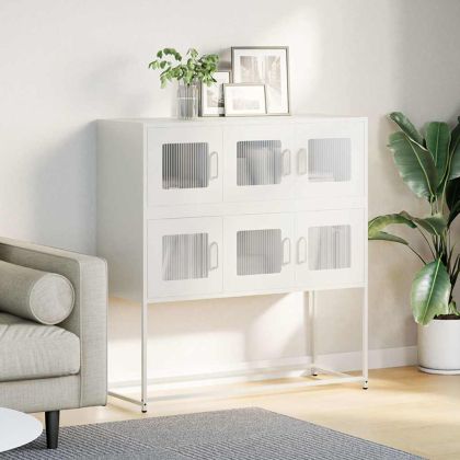 Бюфет, бял, 100,5x39x107 см, студеновалцувана стомана