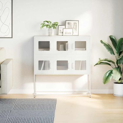 Бюфет, бял, 100,5x39x107 см, студеновалцувана стомана