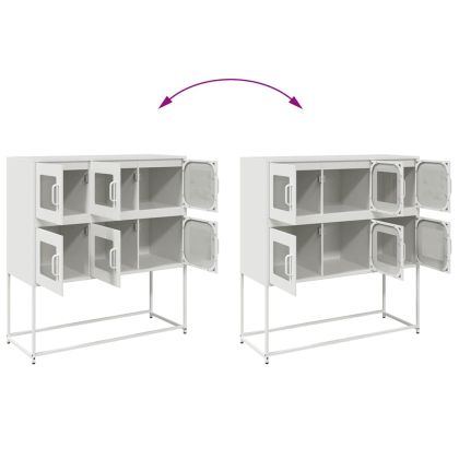 Бюфет, бял, 100,5x39x107 см, студеновалцувана стомана