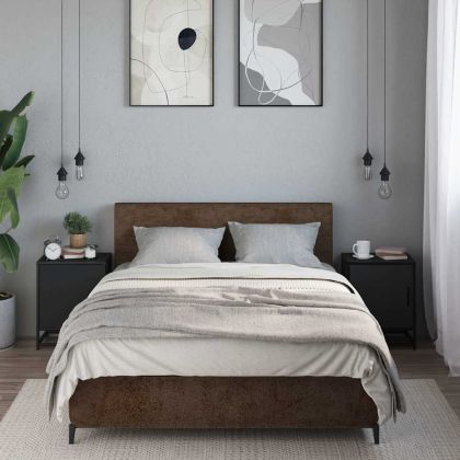 Нощни шкафчета 2 бр. черни 40x31x50 cm Изработено дърво и метал